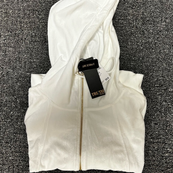 Truth by Republic 2-PC Ivory Lounge Pants & Jogger Hoodie Jacket Women Large - Picture 6 of 15